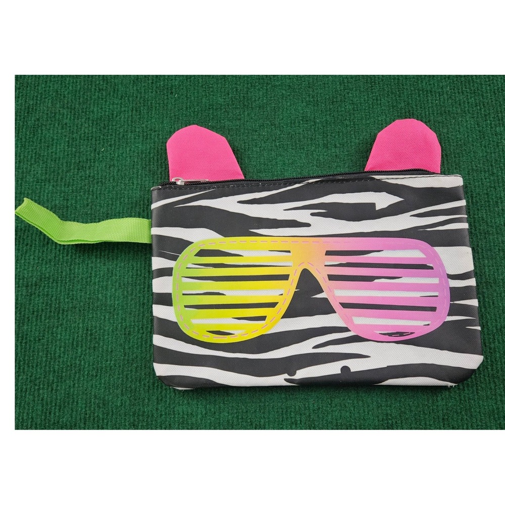 Zebra Print‎ Sunglasses Pouch Cosmetic Bag Zipper Pouch Cute Ears